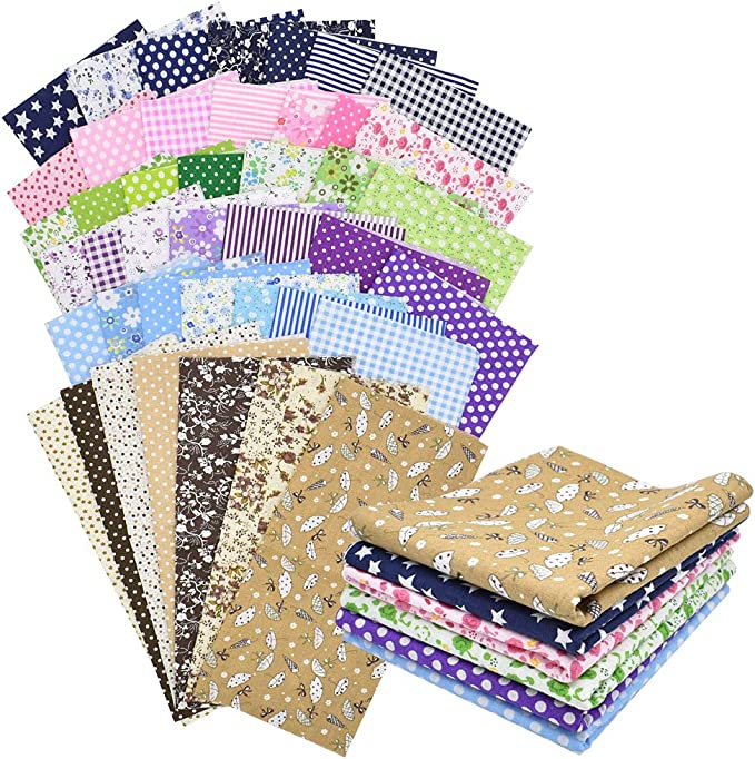 42Pcs 10″x10″ Quilting Cotton Fabric Squares Sheets Pre-Cut Multi